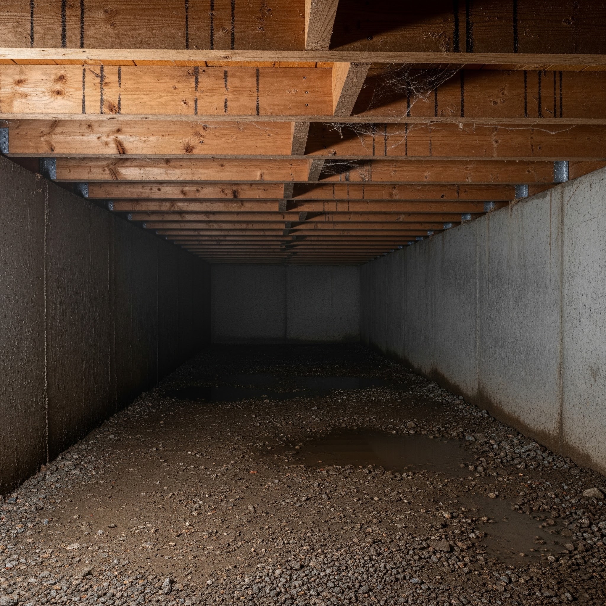 Before — uninsulated crawl space